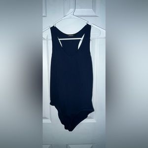 Navy Blue V-Neck Tank Bodysuit